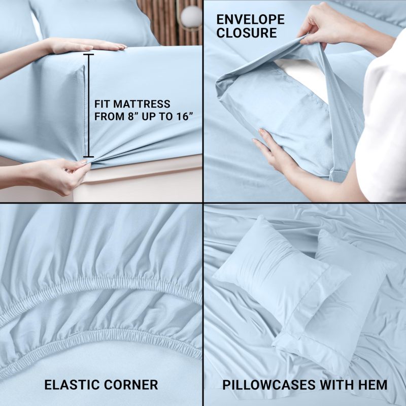Queen Bed Sheets Set - 4 Piece Bedding - Brushed Microfiber - Shrinkage and Fade Resistant - Easy Care (Queen, Grey)