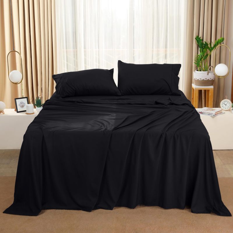 Queen Bed Sheets Set - 4 Piece Bedding - Brushed Microfiber - Shrinkage and Fade Resistant - Easy Care (Queen, Grey)