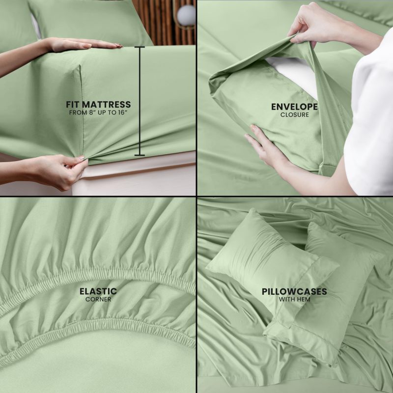 Queen Bed Sheets Set - 4 Piece Bedding - Brushed Microfiber - Shrinkage and Fade Resistant - Easy Care (Queen, Grey)