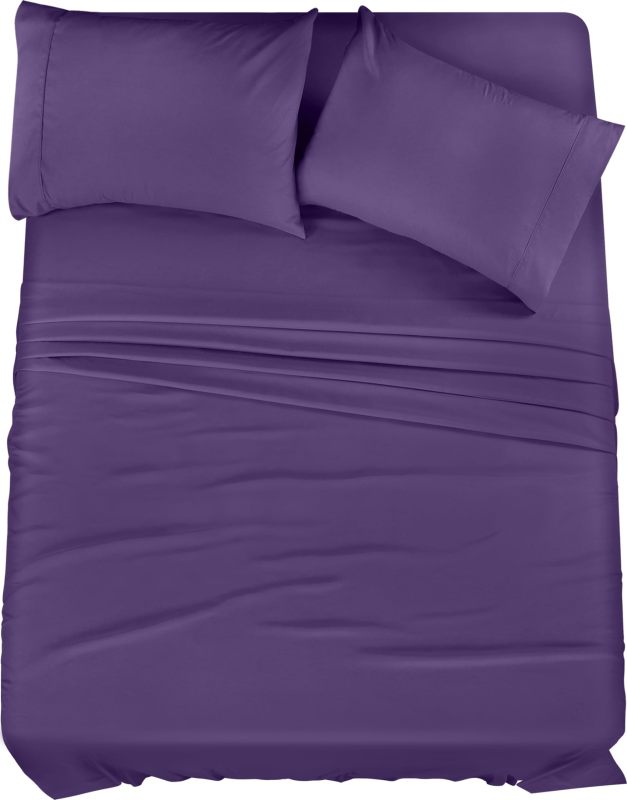Queen Bed Sheets Set - 4 Piece Bedding - Brushed Microfiber - Shrinkage and Fade Resistant - Easy Care (Queen, Grey)