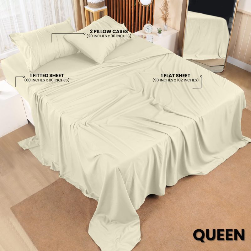Queen Bed Sheets Set - 4 Piece Bedding - Brushed Microfiber - Shrinkage and Fade Resistant - Easy Care (Queen, Grey)