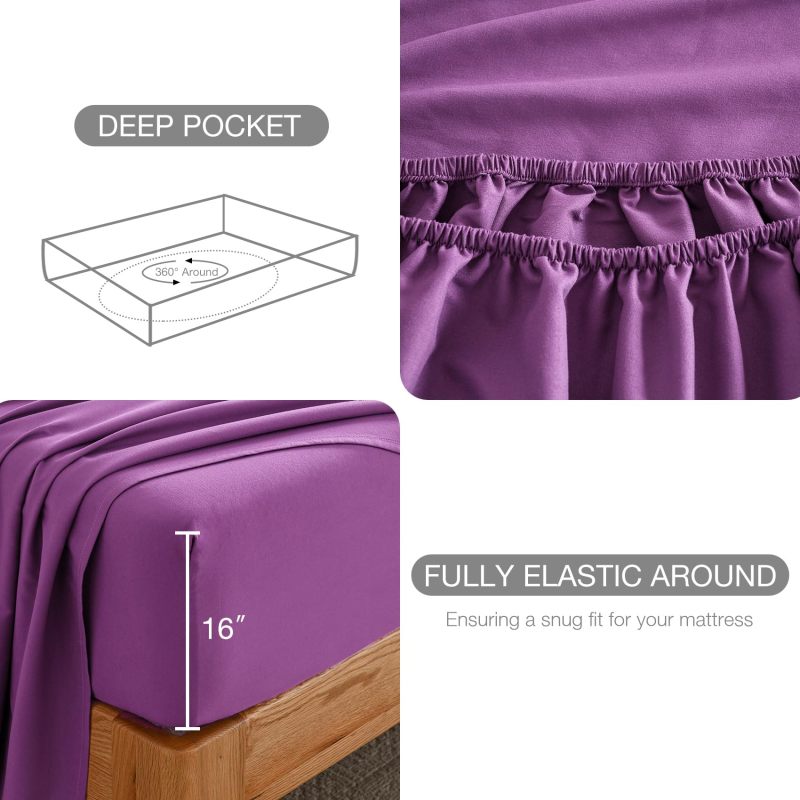 1    Baby Blue Full Size Bed Sheet Sets-Deep Pocket Fitted Sheet & Pillowcase Sets-4 Piece Soft Cooling Microfiber Bedsheets for Double Bed