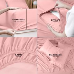 Queen Bed Sheets Set - 4 Piece Bedding - Brushed Microfiber - Shrinkage and Fade Resistant - Easy Care (Queen, Grey)