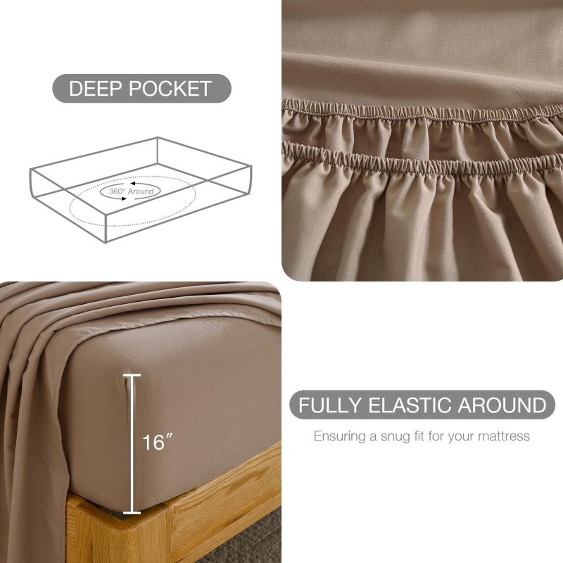 1    Baby Blue Full Size Bed Sheet Sets-Deep Pocket Fitted Sheet & Pillowcase Sets-4 Piece Soft Cooling Microfiber Bedsheets for Double Bed