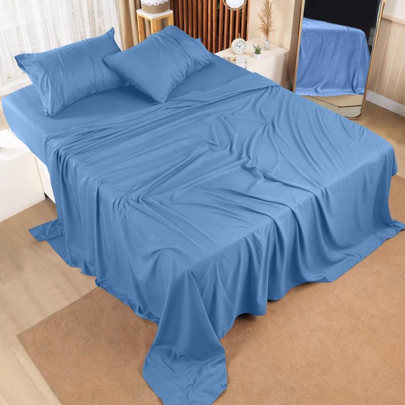 Queen Bed Sheets Set - 4 Piece Bedding - Brushed Microfiber - Shrinkage and Fade Resistant - Easy Care (Queen, Grey)