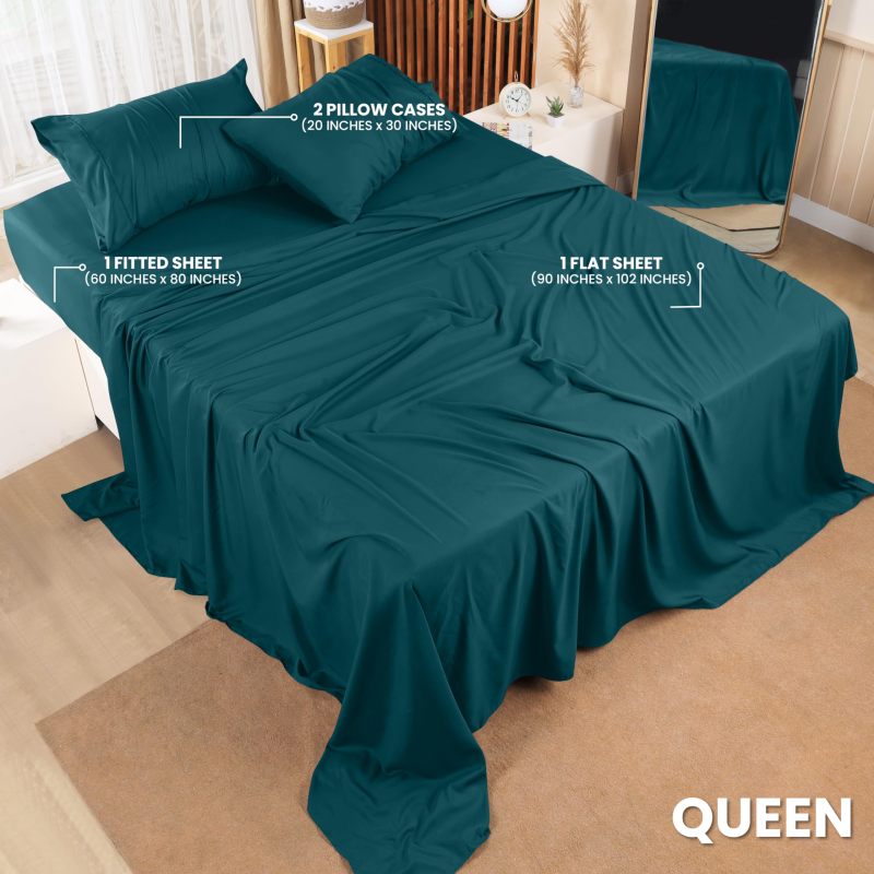 Queen Bed Sheets Set - 4 Piece Bedding - Brushed Microfiber - Shrinkage and Fade Resistant - Easy Care (Queen, Grey)