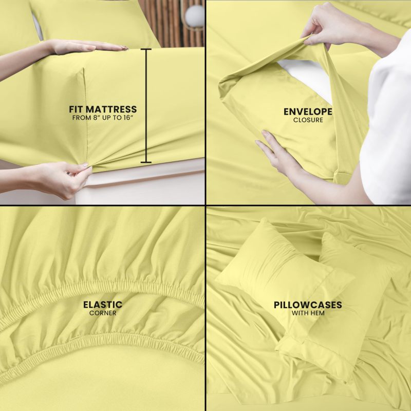 Queen Bed Sheets Set - 4 Piece Bedding - Brushed Microfiber - Shrinkage and Fade Resistant - Easy Care (Queen, Grey)