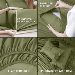 Queen Bed Sheets Set - 4 Piece Bedding - Brushed Microfiber - Shrinkage and Fade Resistant - Easy Care (Queen, Grey)