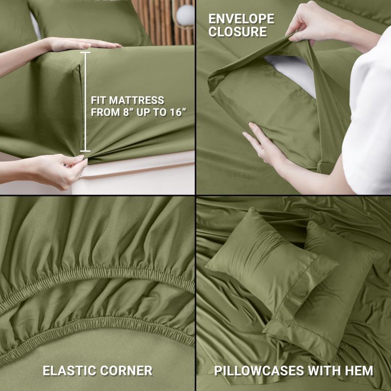 Queen Bed Sheets Set - 4 Piece Bedding - Brushed Microfiber - Shrinkage and Fade Resistant - Easy Care (Queen, Grey)