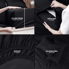 Queen Bed Sheets Set - 4 Piece Bedding - Brushed Microfiber - Shrinkage and Fade Resistant - Easy Care (Queen, Grey)