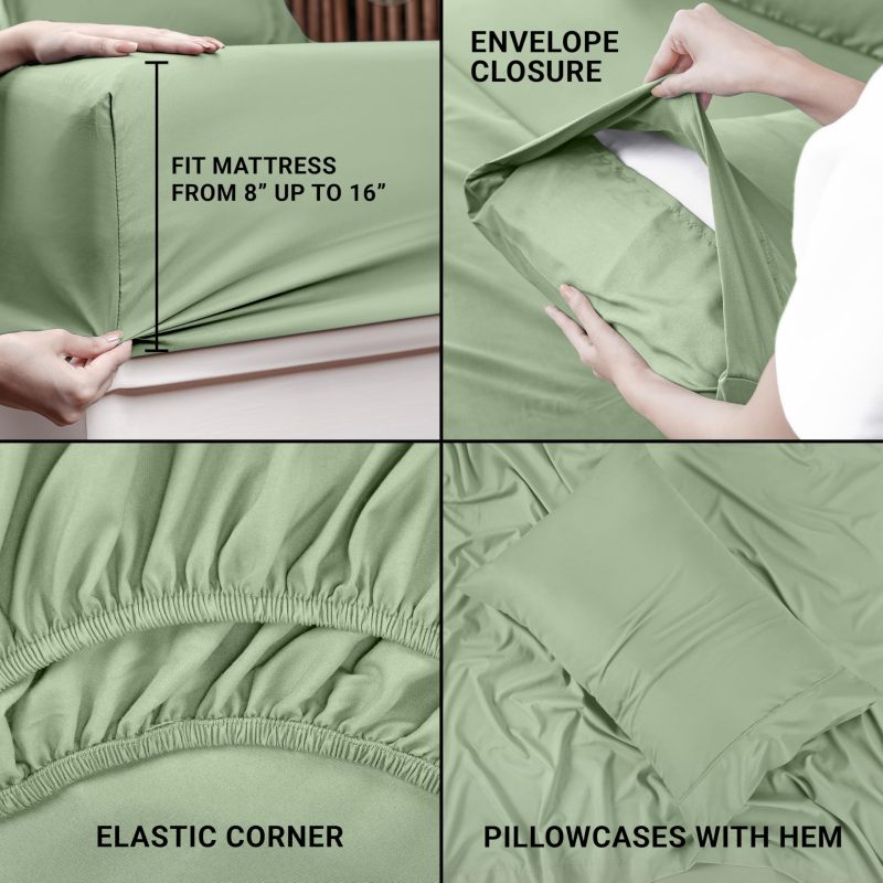 Queen Bed Sheets Set - 4 Piece Bedding - Brushed Microfiber - Shrinkage and Fade Resistant - Easy Care (Queen, Grey)
