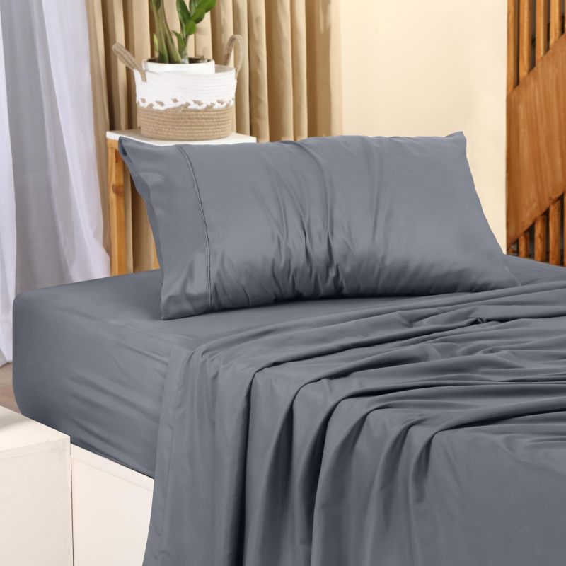 Queen Bed Sheets Set - 4 Piece Bedding - Brushed Microfiber - Shrinkage and Fade Resistant - Easy Care (Queen, Grey)