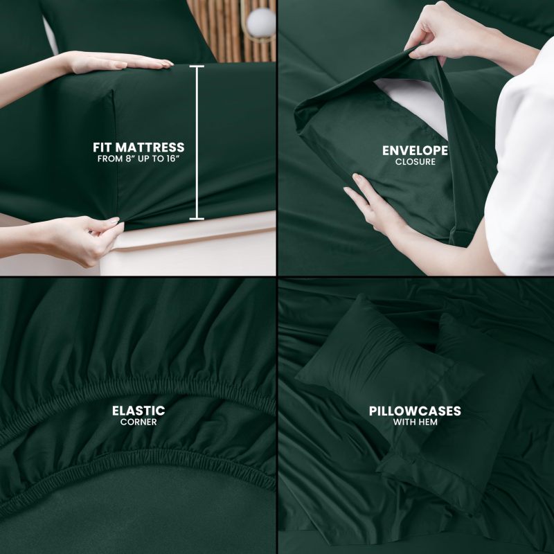 Queen Bed Sheets Set - 4 Piece Bedding - Brushed Microfiber - Shrinkage and Fade Resistant - Easy Care (Queen, Grey)