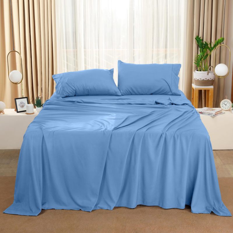 Queen Bed Sheets Set - 4 Piece Bedding - Brushed Microfiber - Shrinkage and Fade Resistant - Easy Care (Queen, Grey)