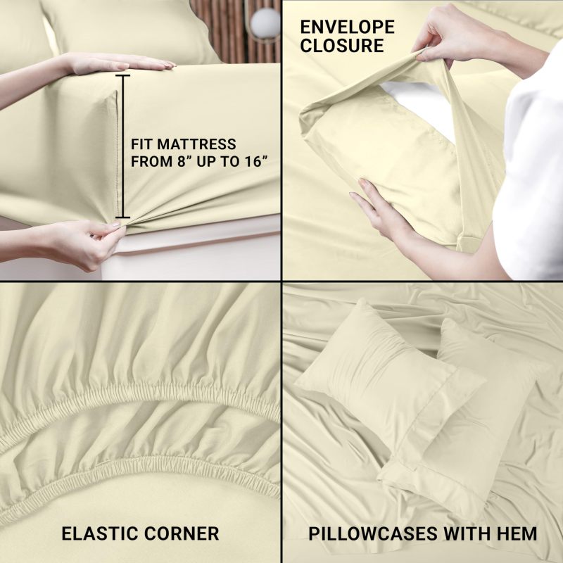 Queen Bed Sheets Set - 4 Piece Bedding - Brushed Microfiber - Shrinkage and Fade Resistant - Easy Care (Queen, Grey)