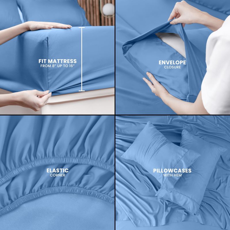 Queen Bed Sheets Set - 4 Piece Bedding - Brushed Microfiber - Shrinkage and Fade Resistant - Easy Care (Queen, Grey)