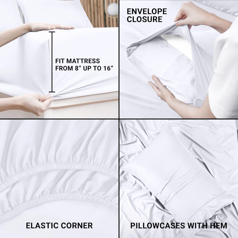 改Utopia Bedding Queen Bed Sheets Set - 4 Piece Bedding - Brushed Microfiber - Shrinkage and Fade Resistant - Easy Care (Queen, Grey)