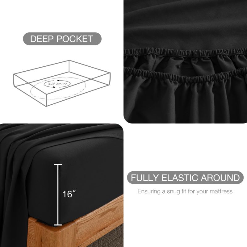 改Baby Blue Full Size Bed Sheet Sets-Deep Pocket Fitted Sheet &amp; Pillowcase Sets-4 Piece Soft Cooling Microfiber Bedsheets for Double Bed