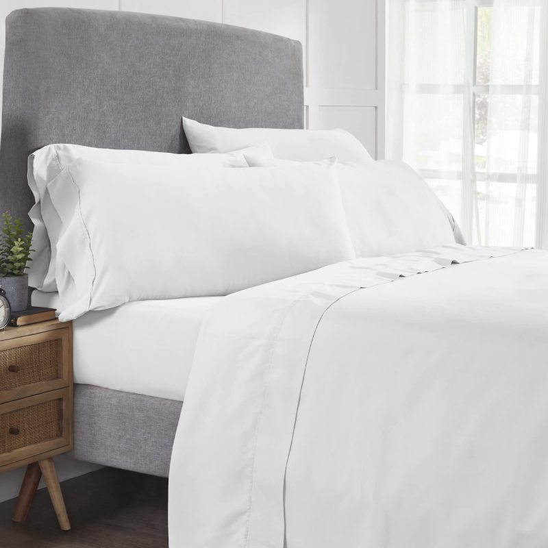 1    Modern Threads Silky Soft Microfiber and Wrinkle Free Sheets - Luxurious Microfiber Bed Sheets Includes Flat Sheet, Fitted Sheet with Deep Pockets, & Pillowcases Ivory, Full