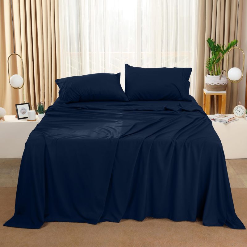 Queen Bed Sheets Set - 4 Piece Bedding - Brushed Microfiber - Shrinkage and Fade Resistant - Easy Care (Queen, Grey)