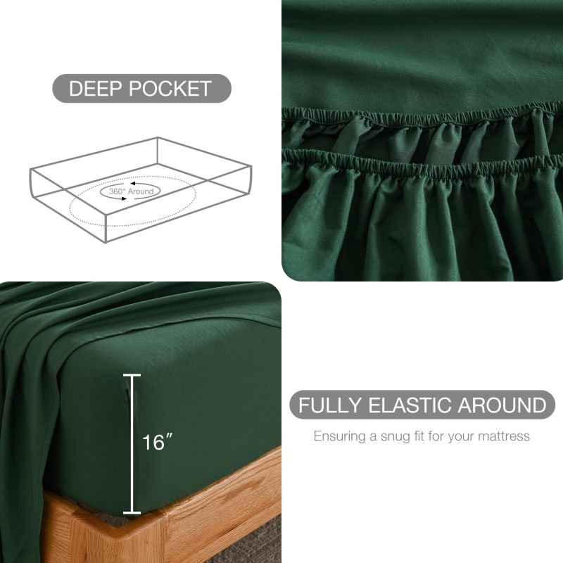 改Baby Blue Full Size Bed Sheet Sets-Deep Pocket Fitted Sheet &amp; Pillowcase Sets-4 Piece Soft Cooling Microfiber Bedsheets for Double Bed