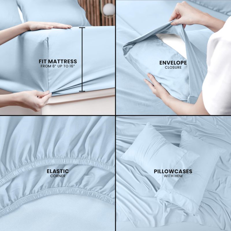 Queen Bed Sheets Set - 4 Piece Bedding - Brushed Microfiber - Shrinkage and Fade Resistant - Easy Care (Queen, Grey)