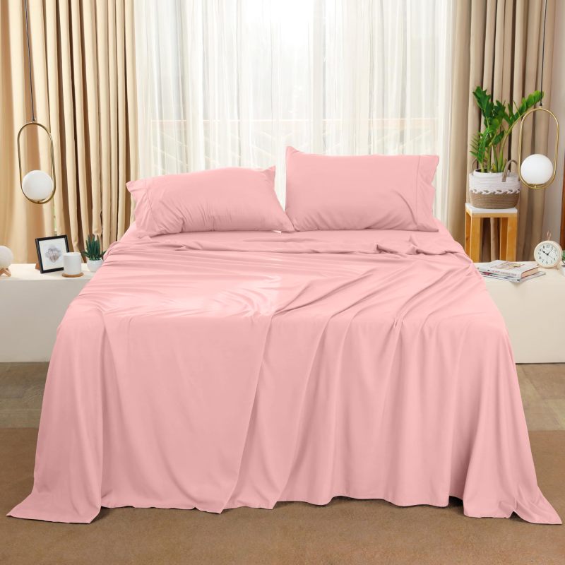 Queen Bed Sheets Set - 4 Piece Bedding - Brushed Microfiber - Shrinkage and Fade Resistant - Easy Care (Queen, Grey)