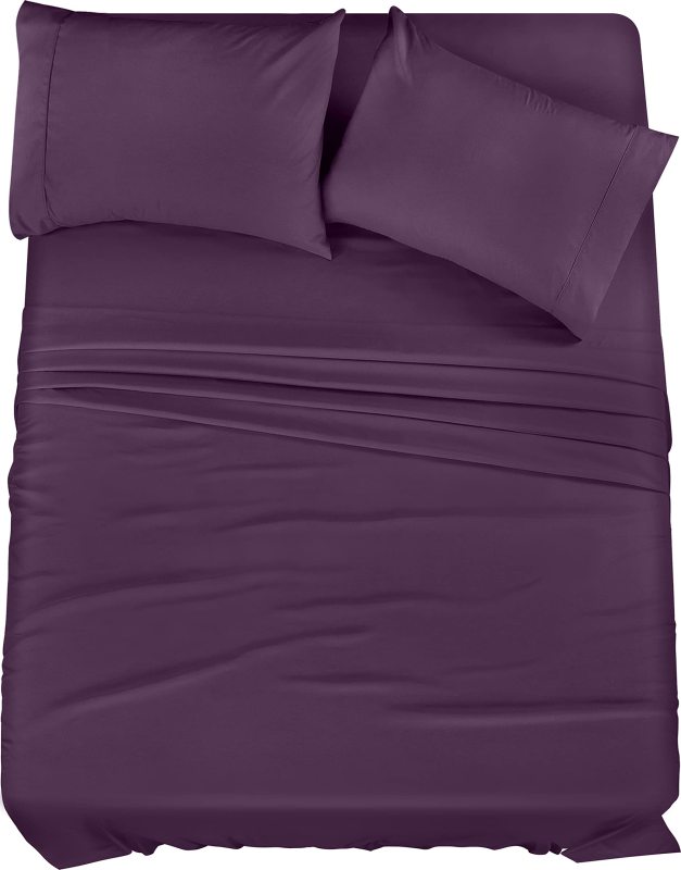 Queen Bed Sheets Set - 4 Piece Bedding - Brushed Microfiber - Shrinkage and Fade Resistant - Easy Care (Queen, Grey)