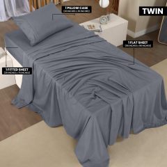 Queen Bed Sheets Set - 4 Piece Bedding - Brushed Microfiber - Shrinkage and Fade Resistant - Easy Care (Queen, Grey)