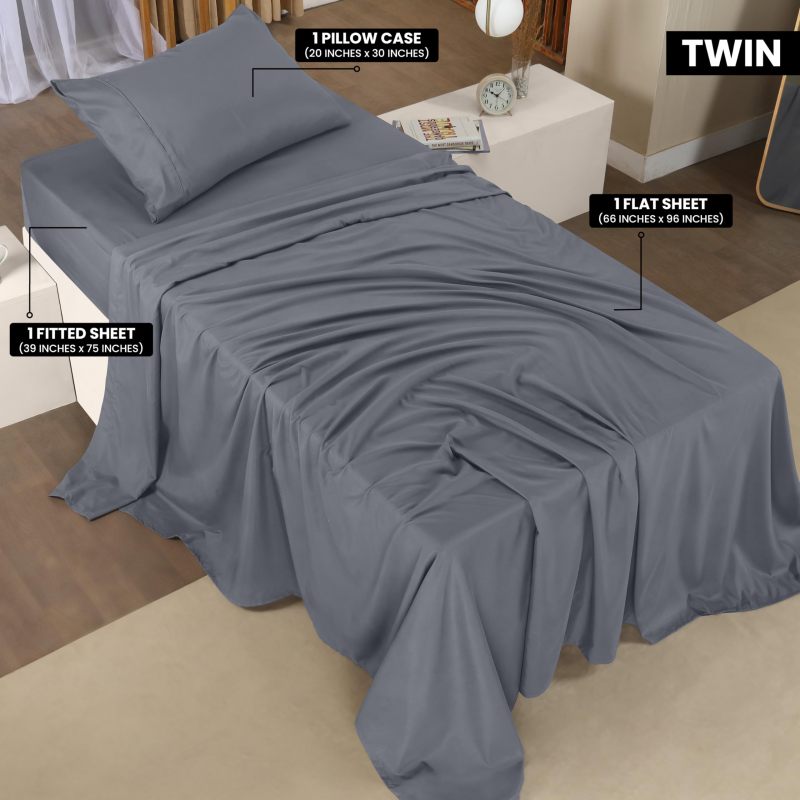 Queen Bed Sheets Set - 4 Piece Bedding - Brushed Microfiber - Shrinkage and Fade Resistant - Easy Care (Queen, Grey)