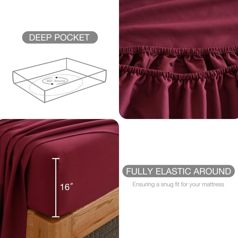 1    Baby Blue Full Size Bed Sheet Sets-Deep Pocket Fitted Sheet & Pillowcase Sets-4 Piece Soft Cooling Microfiber Bedsheets for Double Bed