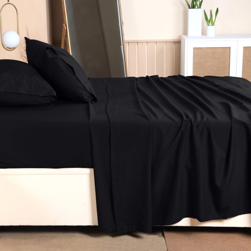 Queen Bed Sheets Set - 4 Piece Bedding - Brushed Microfiber - Shrinkage and Fade Resistant - Easy Care (Queen, Grey)