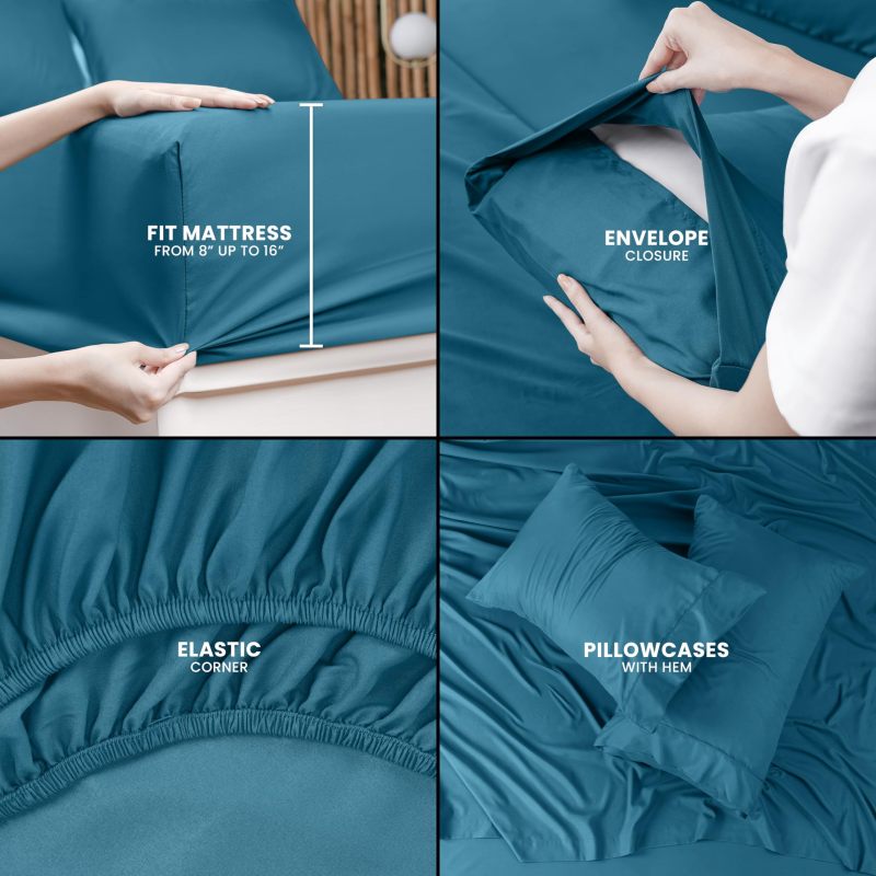 Queen Bed Sheets Set - 4 Piece Bedding - Brushed Microfiber - Shrinkage and Fade Resistant - Easy Care (Queen, Grey)