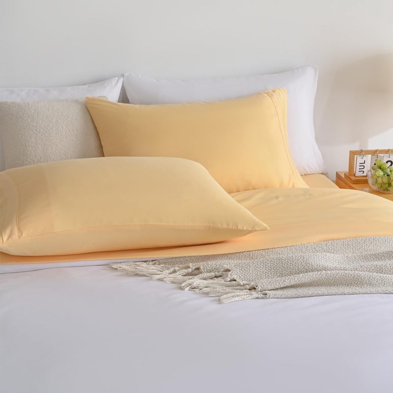 1    Baby Blue Full Size Bed Sheet Sets-Deep Pocket Fitted Sheet & Pillowcase Sets-4 Piece Soft Cooling Microfiber Bedsheets for Double Bed