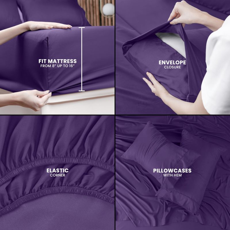 Queen Bed Sheets Set - 4 Piece Bedding - Brushed Microfiber - Shrinkage and Fade Resistant - Easy Care (Queen, Grey)