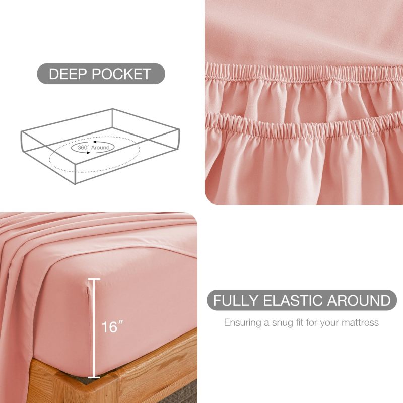 1    Baby Blue Full Size Bed Sheet Sets-Deep Pocket Fitted Sheet & Pillowcase Sets-4 Piece Soft Cooling Microfiber Bedsheets for Double Bed