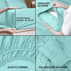 Queen Bed Sheets Set - 4 Piece Bedding - Brushed Microfiber - Shrinkage and Fade Resistant - Easy Care (Queen, Grey)
