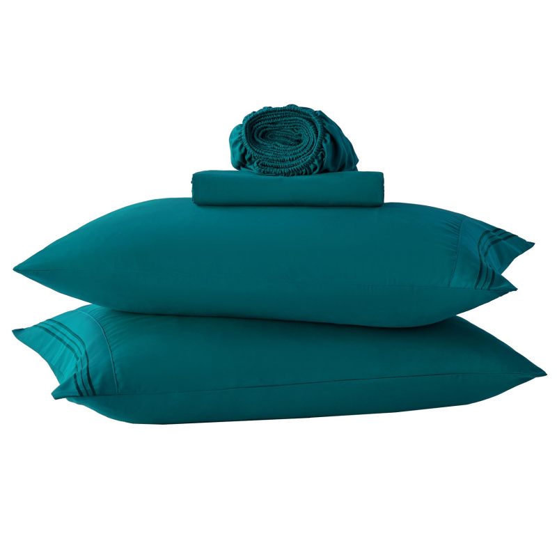 1    Baby Blue Full Size Bed Sheet Sets-Deep Pocket Fitted Sheet & Pillowcase Sets-4 Piece Soft Cooling Microfiber Bedsheets for Double Bed