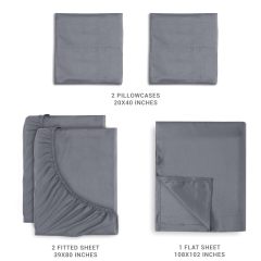 Queen Bed Sheets Set - 4 Piece Bedding - Brushed Microfiber - Shrinkage and Fade Resistant - Easy Care (Queen, Grey)