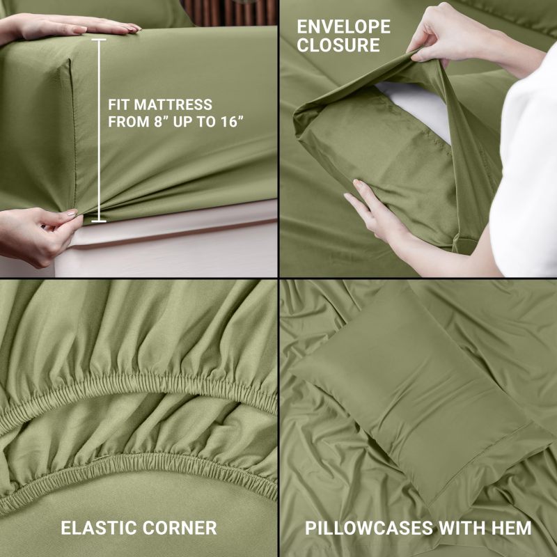 Queen Bed Sheets Set - 4 Piece Bedding - Brushed Microfiber - Shrinkage and Fade Resistant - Easy Care (Queen, Grey)