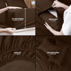 Queen Bed Sheets Set - 4 Piece Bedding - Brushed Microfiber - Shrinkage and Fade Resistant - Easy Care (Queen, Grey)