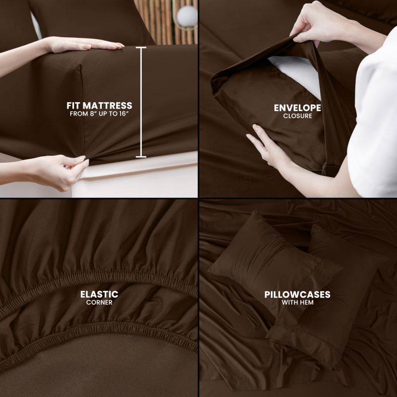 Queen Bed Sheets Set - 4 Piece Bedding - Brushed Microfiber - Shrinkage and Fade Resistant - Easy Care (Queen, Grey)