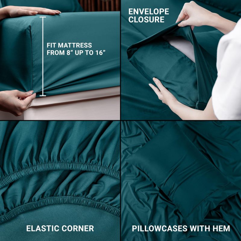 Queen Bed Sheets Set - 4 Piece Bedding - Brushed Microfiber - Shrinkage and Fade Resistant - Easy Care (Queen, Grey)