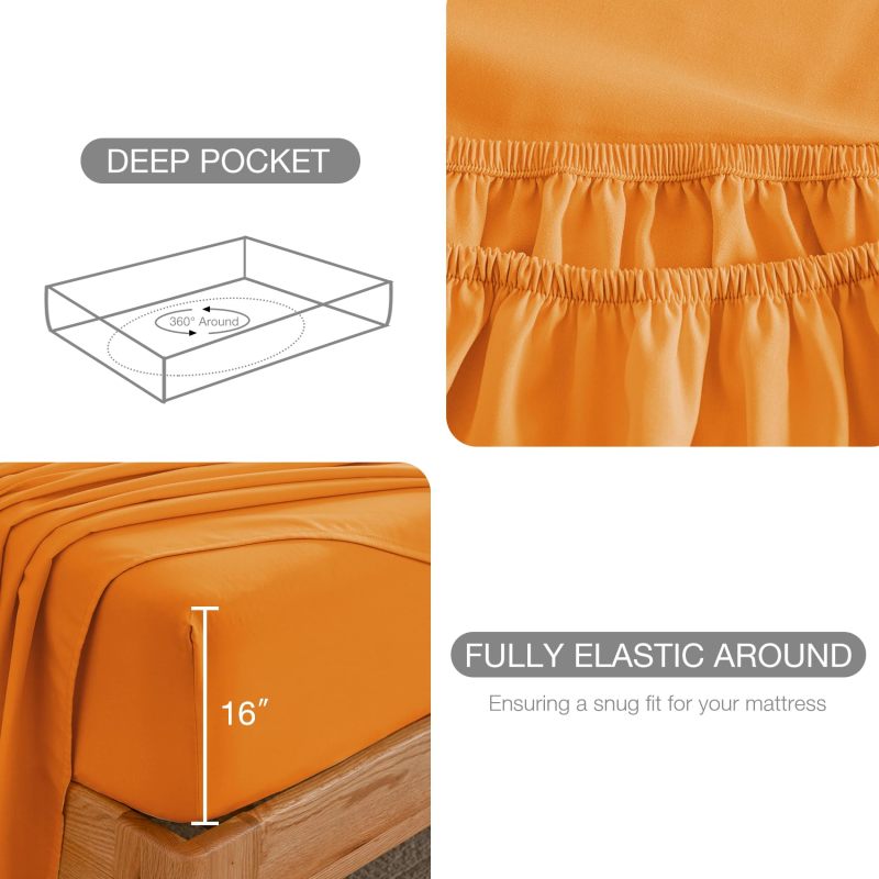 1    Baby Blue Full Size Bed Sheet Sets-Deep Pocket Fitted Sheet & Pillowcase Sets-4 Piece Soft Cooling Microfiber Bedsheets for Double Bed