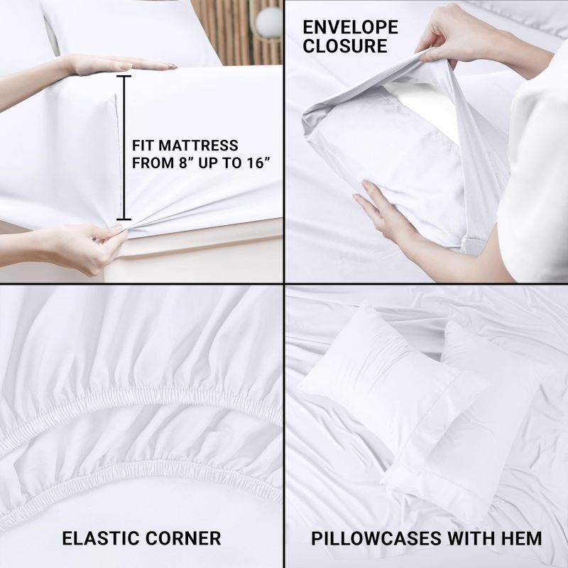 Queen Bed Sheets Set - 4 Piece Bedding - Brushed Microfiber - Shrinkage and Fade Resistant - Easy Care (Queen, Grey)