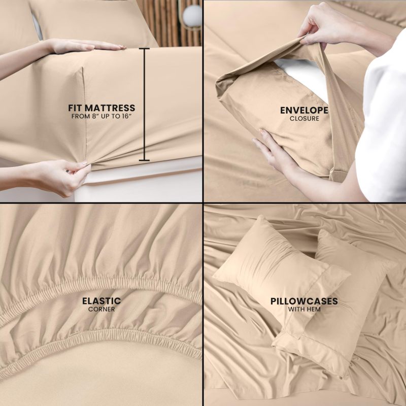 Queen Bed Sheets Set - 4 Piece Bedding - Brushed Microfiber - Shrinkage and Fade Resistant - Easy Care (Queen, Grey)