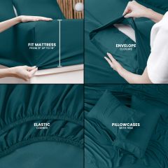 Queen Bed Sheets Set - 4 Piece Bedding - Brushed Microfiber - Shrinkage and Fade Resistant - Easy Care (Queen, Grey)