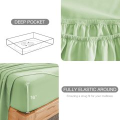 1    Baby Blue Full Size Bed Sheet Sets-Deep Pocket Fitted Sheet & Pillowcase Sets-4 Piece Soft Cooling Microfiber Bedsheets for Double Bed