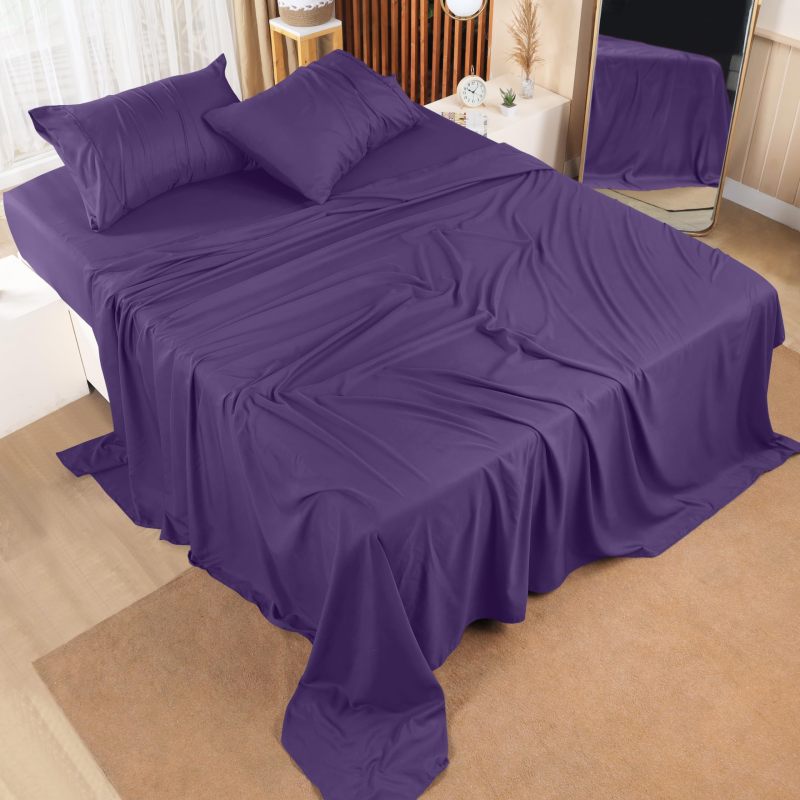 Queen Bed Sheets Set - 4 Piece Bedding - Brushed Microfiber - Shrinkage and Fade Resistant - Easy Care (Queen, Grey)