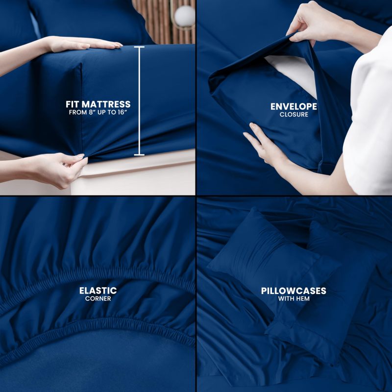 Queen Bed Sheets Set - 4 Piece Bedding - Brushed Microfiber - Shrinkage and Fade Resistant - Easy Care (Queen, Grey)